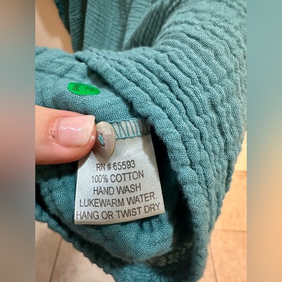 JP and Mattie Green Gauze Cotton Lagenlook 3/4 Sleeve Top Size Large - Picture 6 of 7